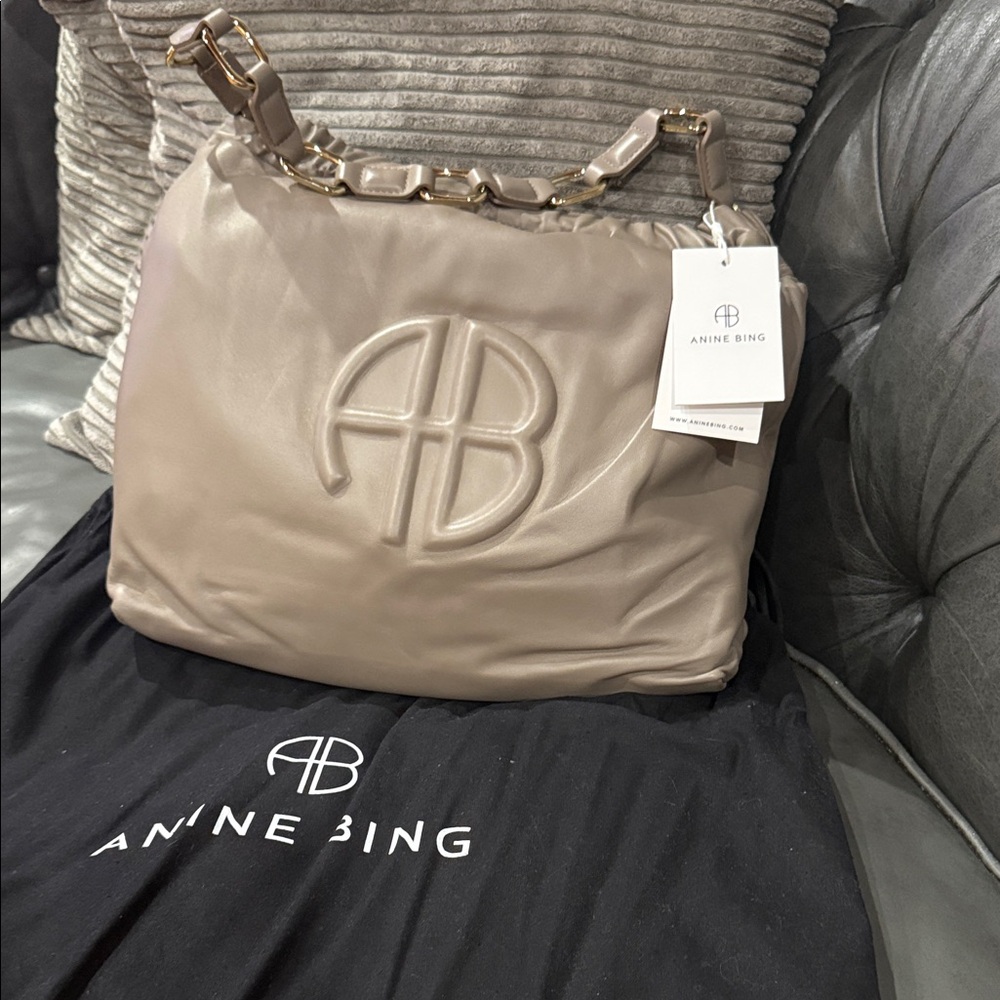 Anine Bing Beige Leather Shoulder Bag